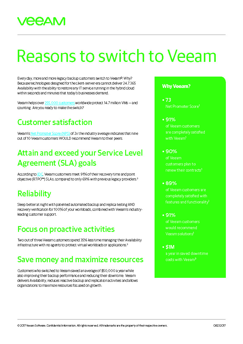 Top 10 Reasons To Choose Veeam Open Reality Top 10 Reasons To Choose Veeam Open Reality